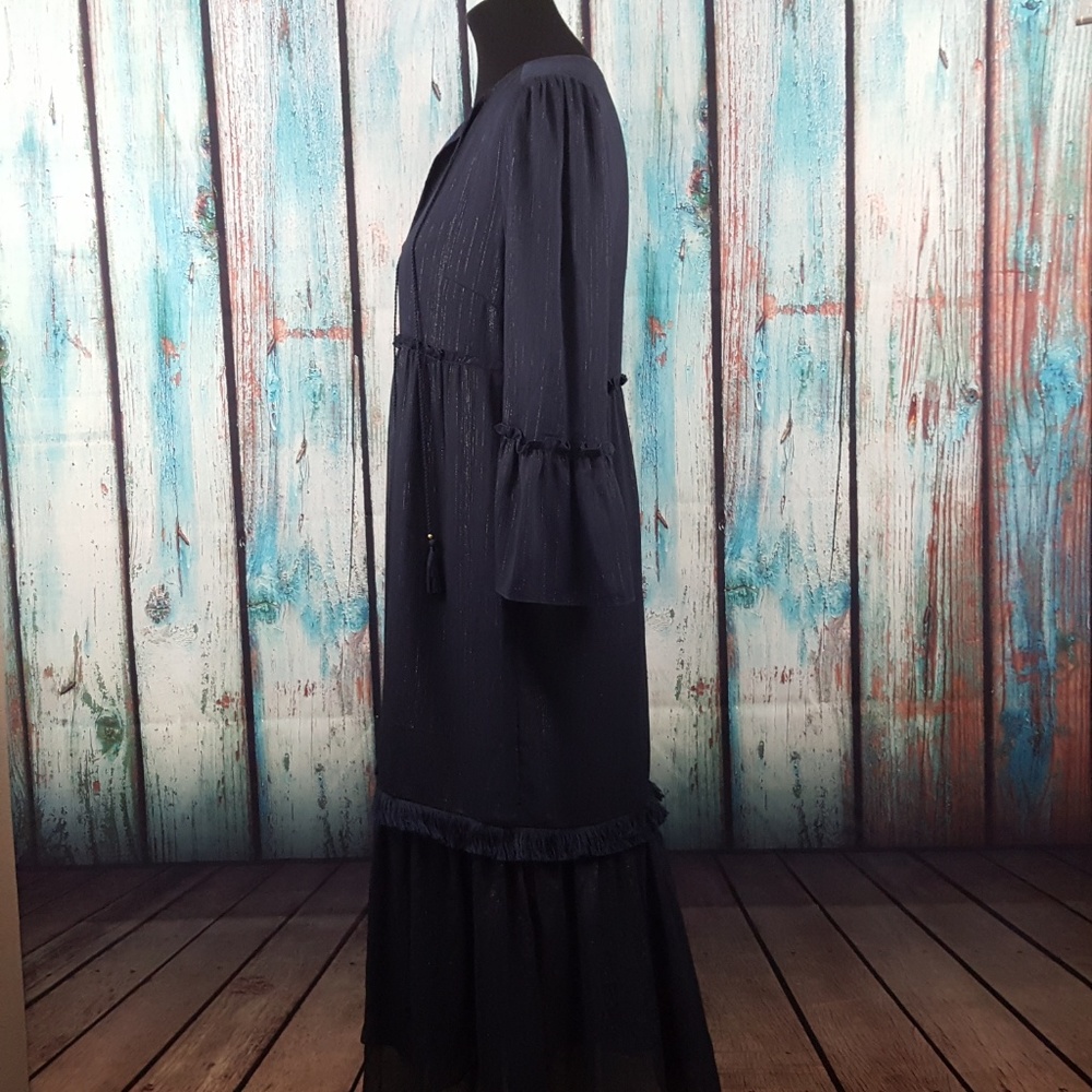 Rachel Zoe Metallic Chiffon Midi A-Line Dress - Picture 3 of 7